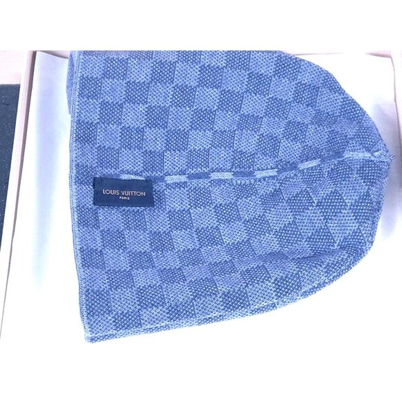 Louis Vuitton Damier Graphite Blue Wool Beanie Hat New - Picture 3 of 10